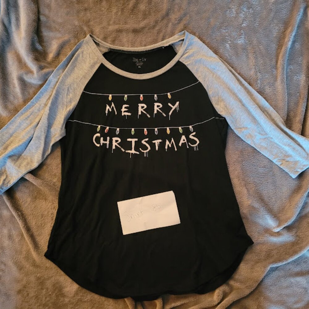 (SHIRT 85) - Women's Stranger Thing Christmas Baseball T-Shirt